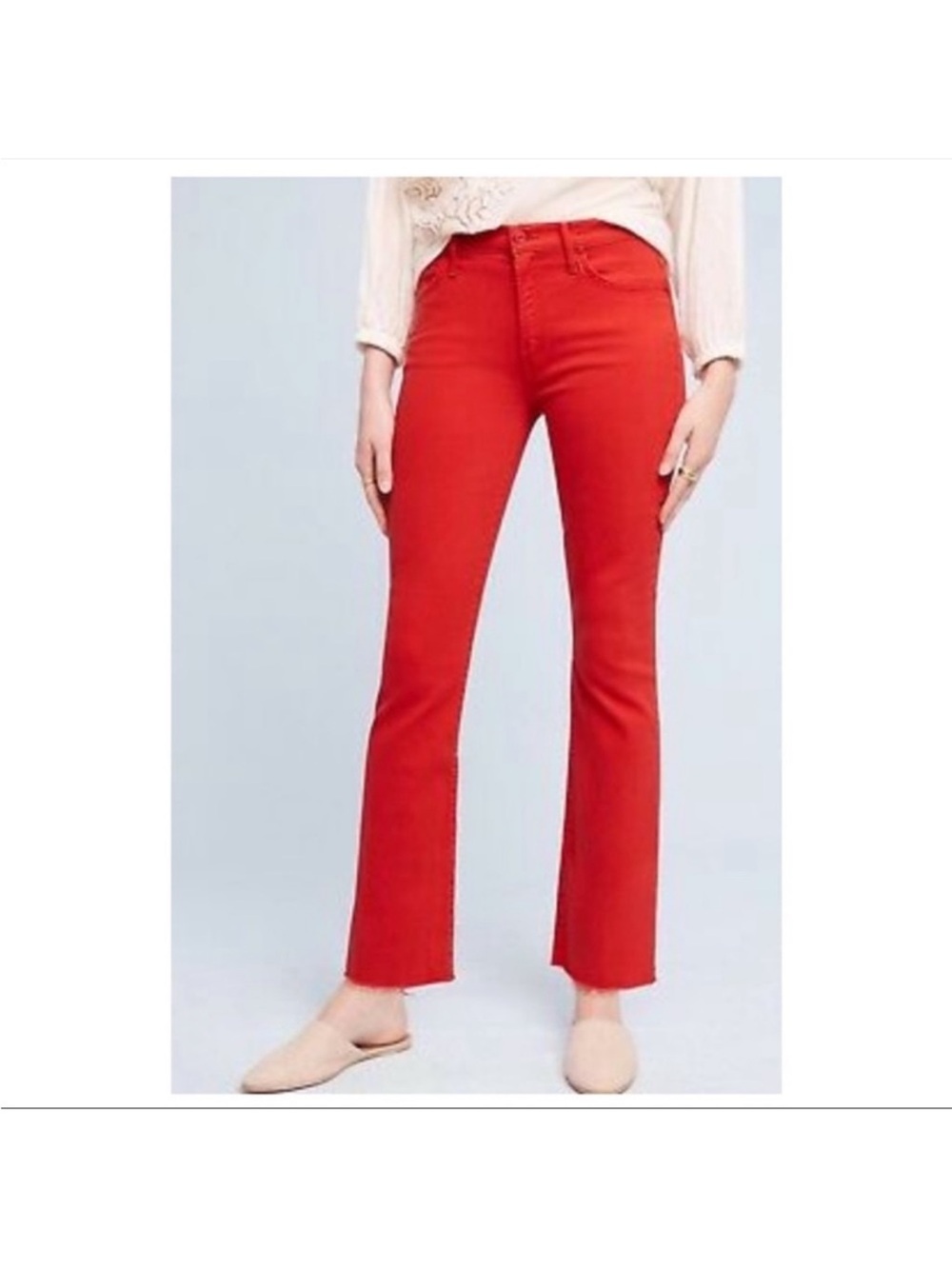 Mother Insider Petite Fray Firecracker red jeans 24